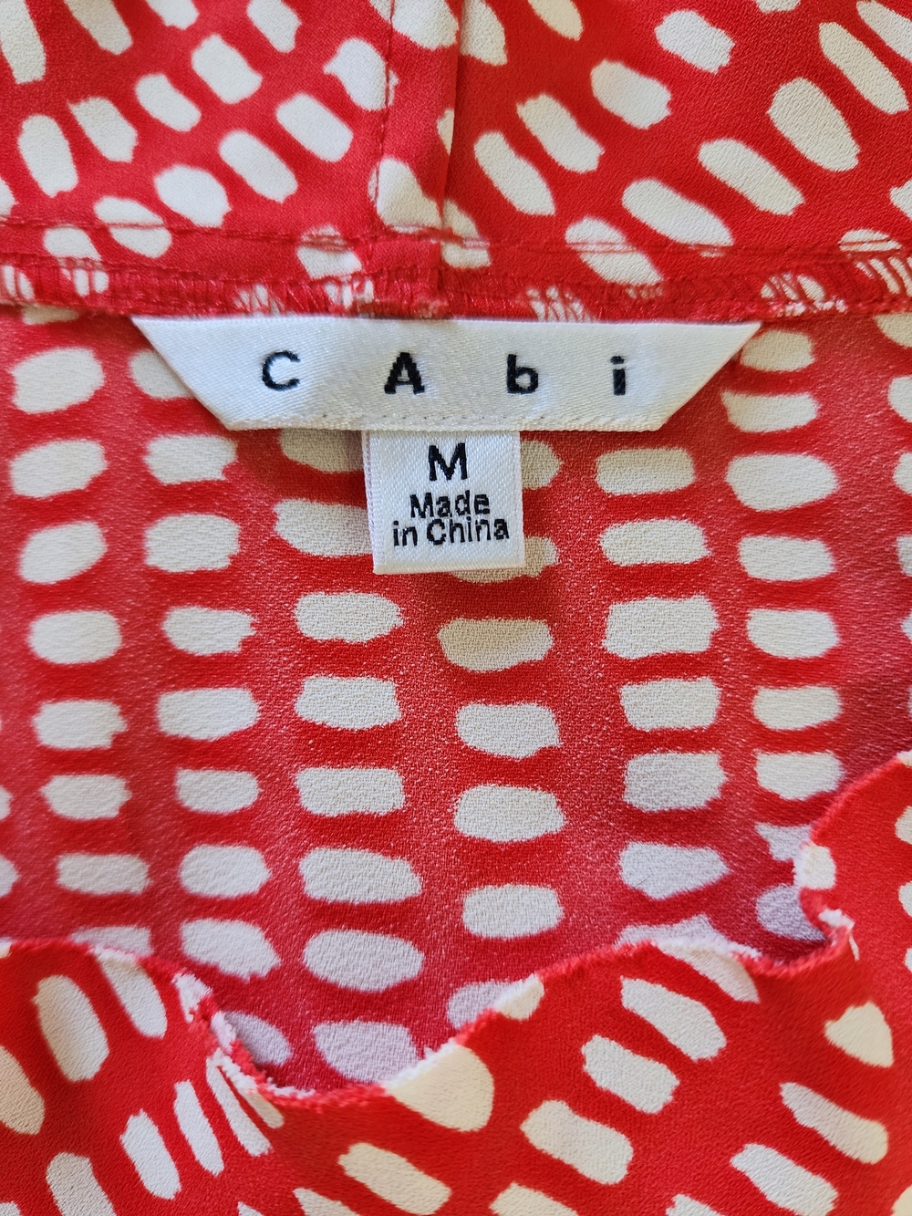 CAbi Red and White Printed Women’s Top